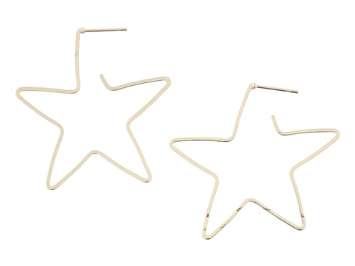 Thin Gold Open Star Hoop Earrings