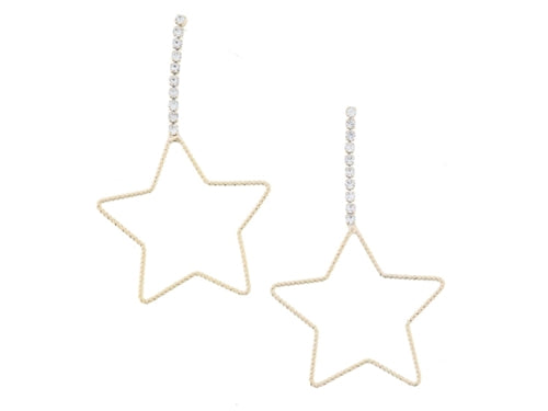Mini Crystal Dangle with Thin Gold Twist Open Star Earrings