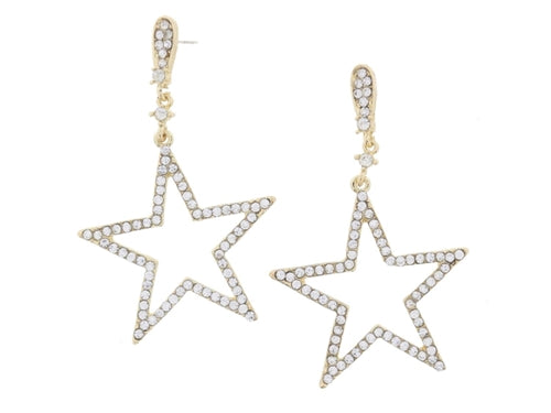 Crystal Teardrop Post with Crystal Links and Crystal Open Star Dangle Earrings