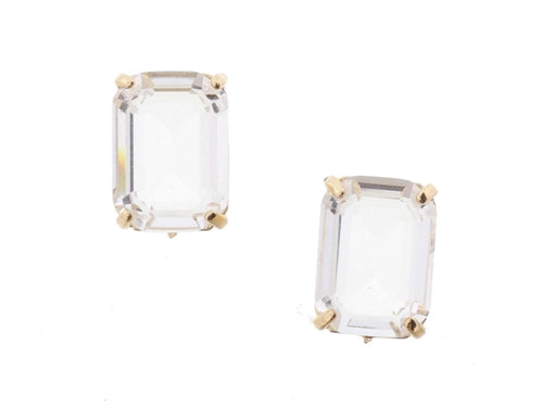 Large Clear Emerald Crystal Earrings