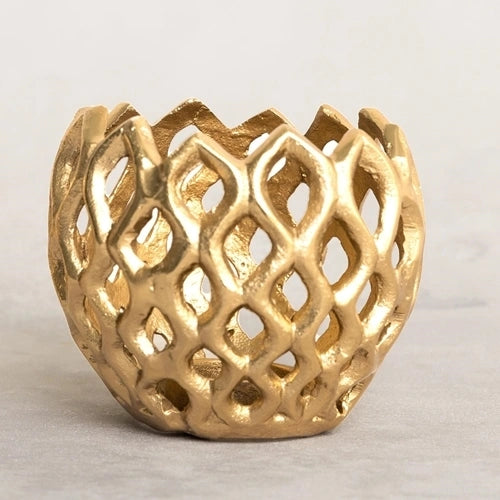 Votive Gold Diamond Candle Holder