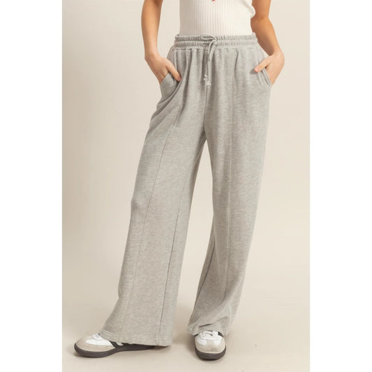 Wide Leg Drawstring Washed Sweatpants