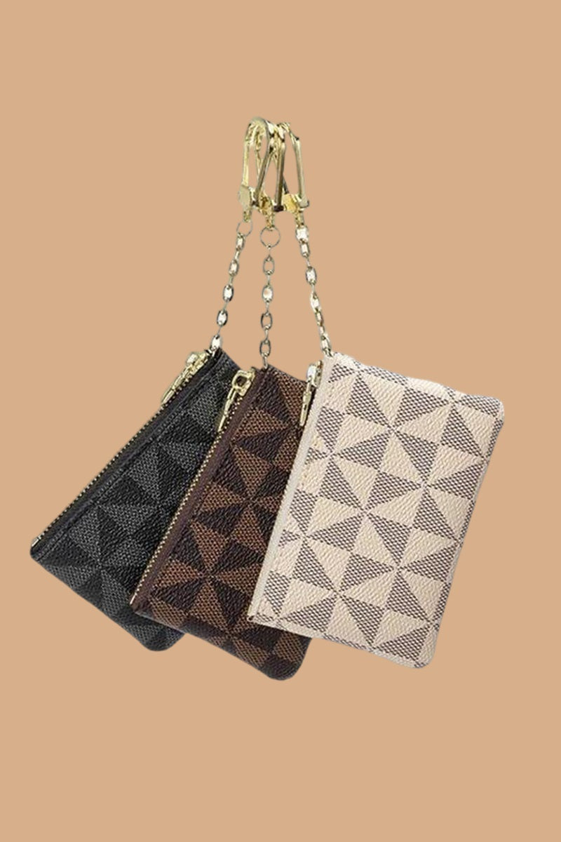 Leather keychain coin card holder