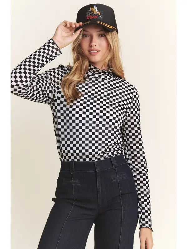 Long sleeve Check Mate top