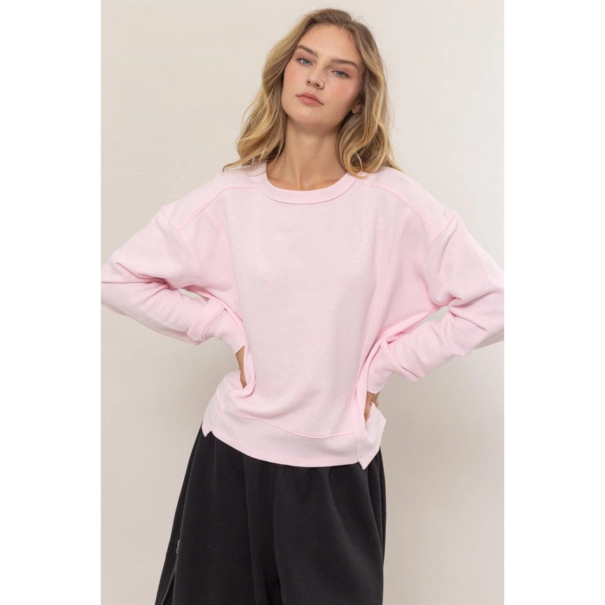 Seam Detail Sweatshirt Pale Pink
