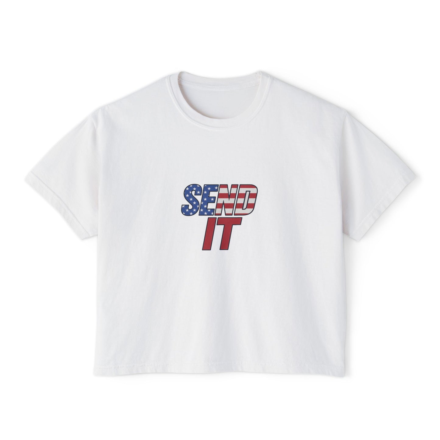Patriotic Women's Boxy Tee, Casual Graphic T-Shirt, Comfortable Summer Top