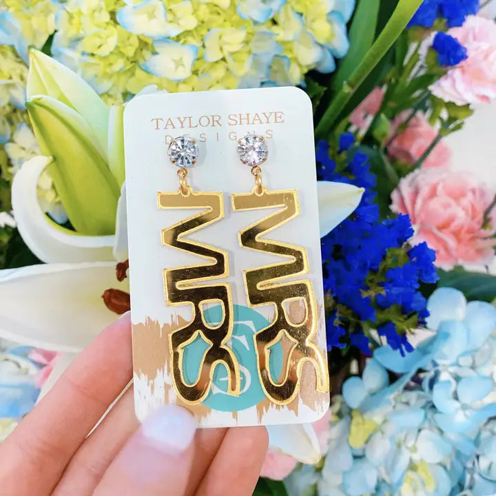 Gold Mrs Earrings