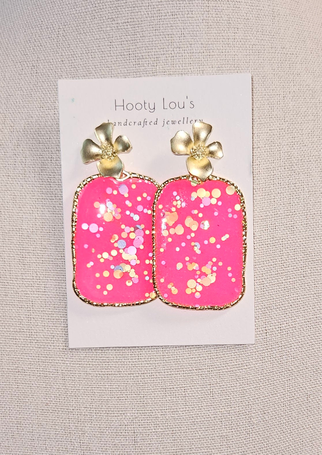 Hot Pink Rectangle Earrings
