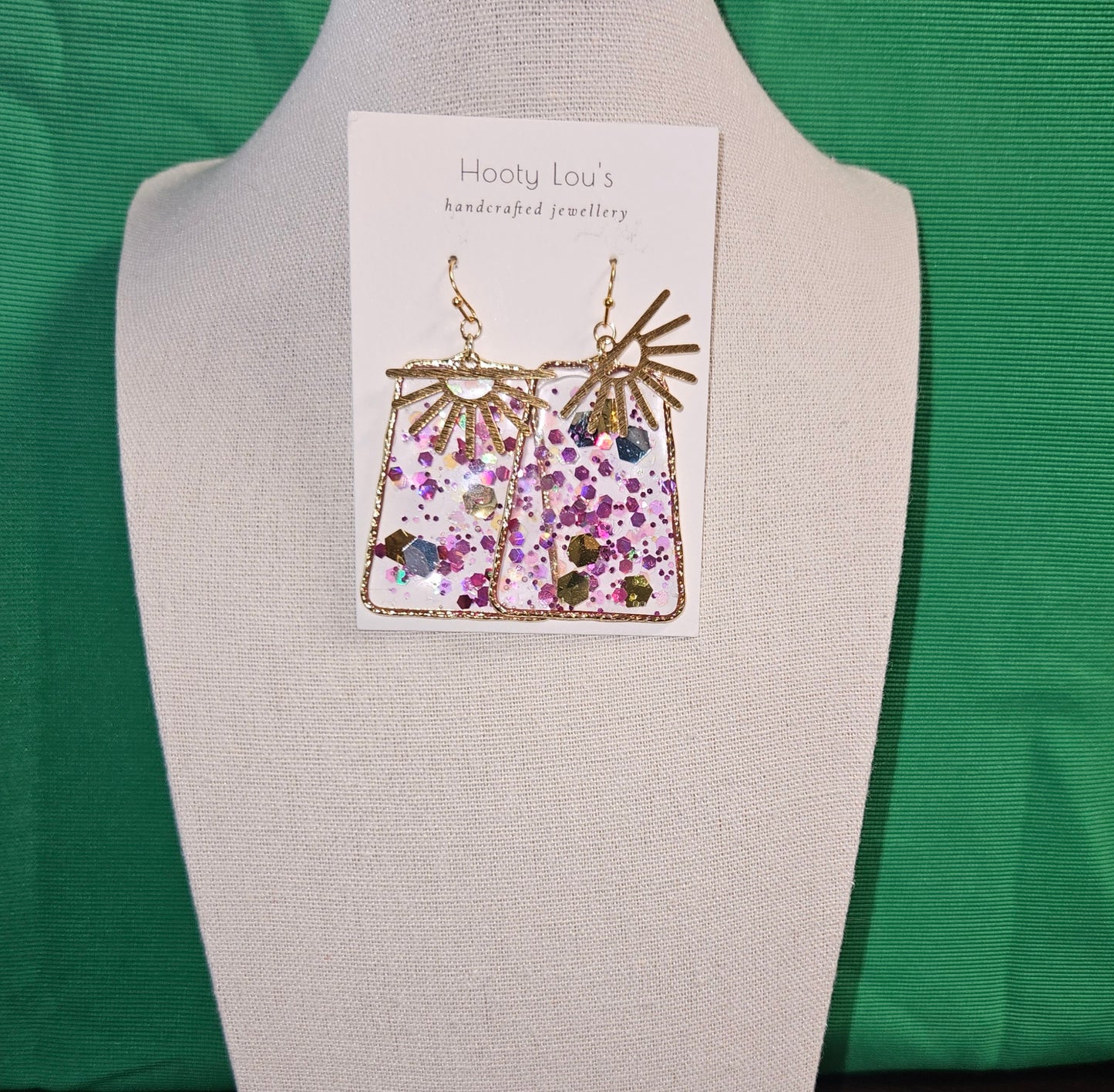 Multi Glitter Tapered Square Earrings