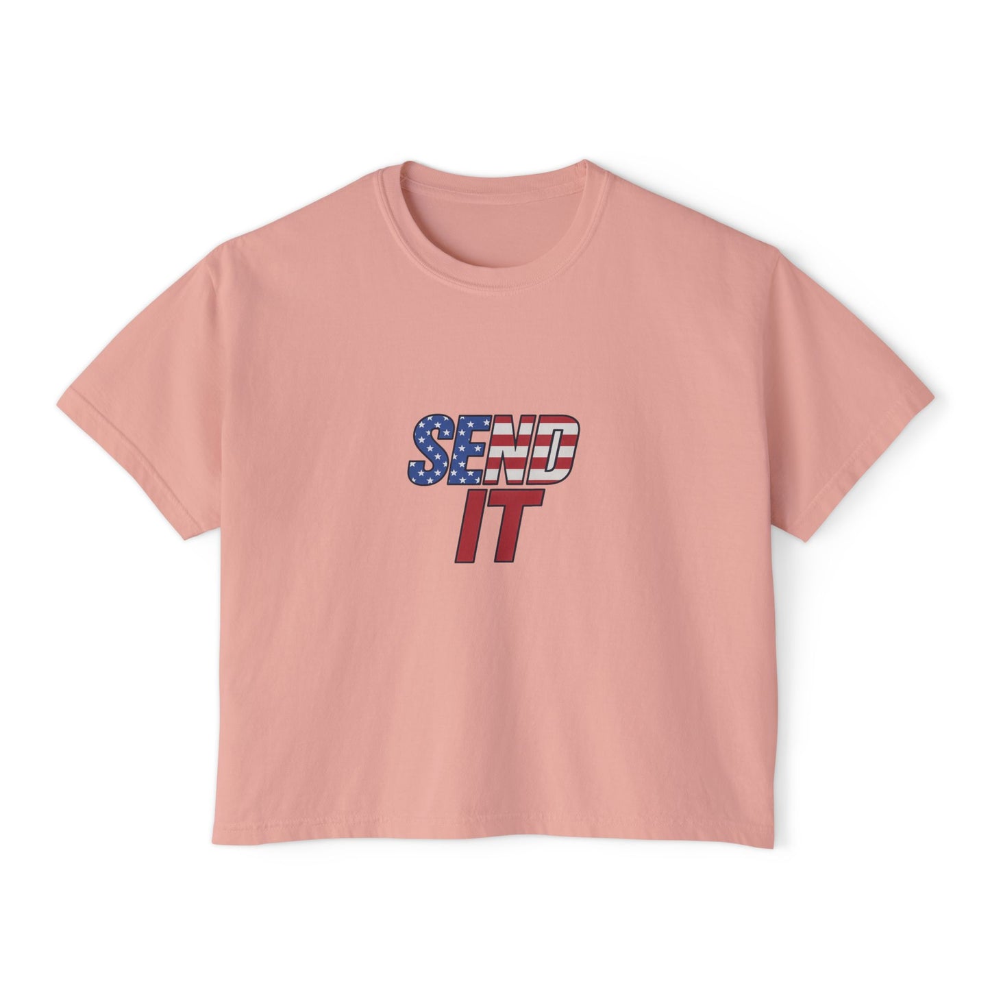 Patriotic Women's Boxy Tee, Casual Graphic T-Shirt, Comfortable Summer Top