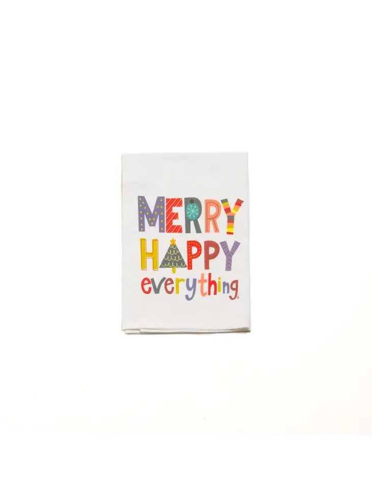Merry Happy Everything Tea Towel