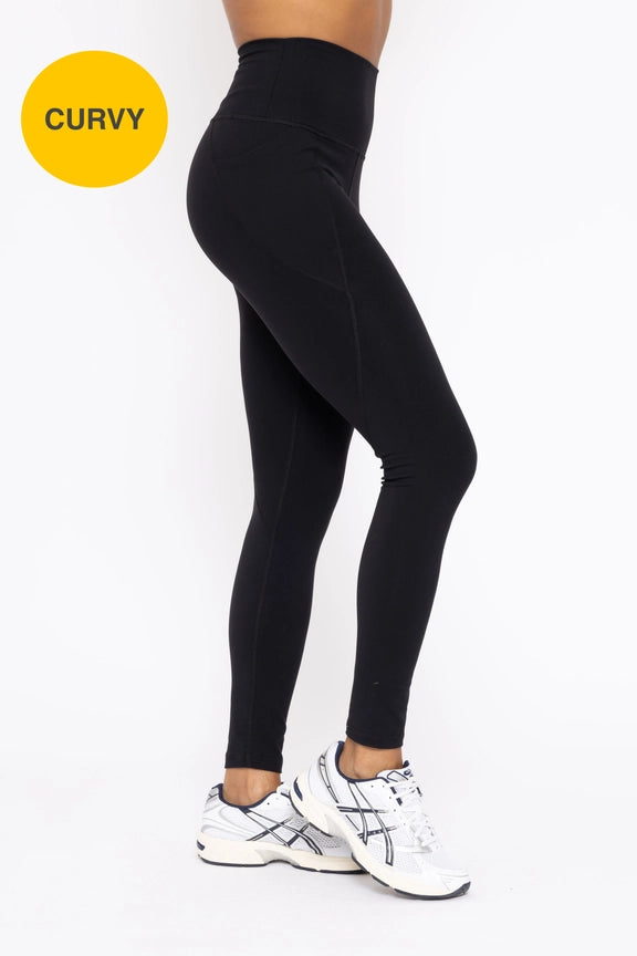 Curvy Tapered Band Essential Solid Highwaist Leggings