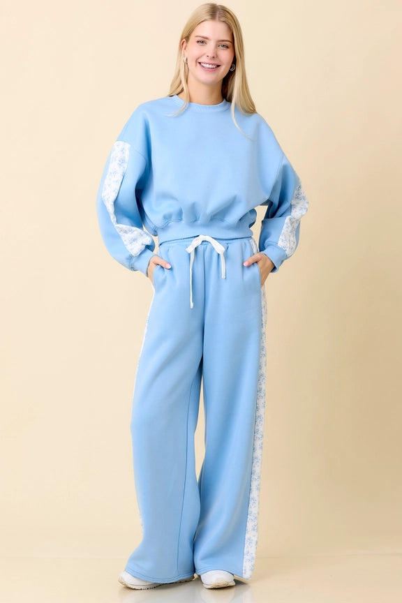 Side Floral Printed Wide Leg Sweatpants
