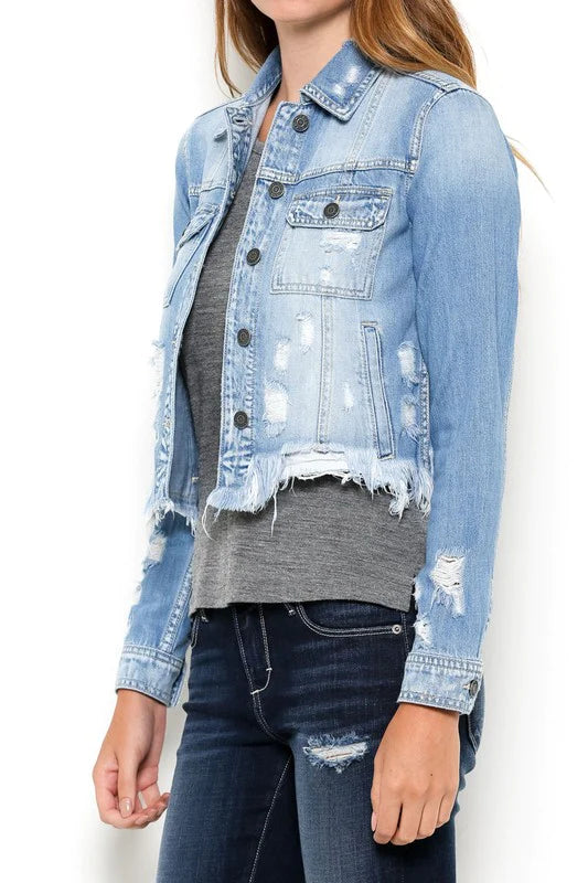 Hidden fashion denim jacket