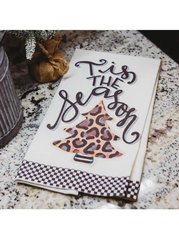Tis The Season Leopard Tree Tea Towel