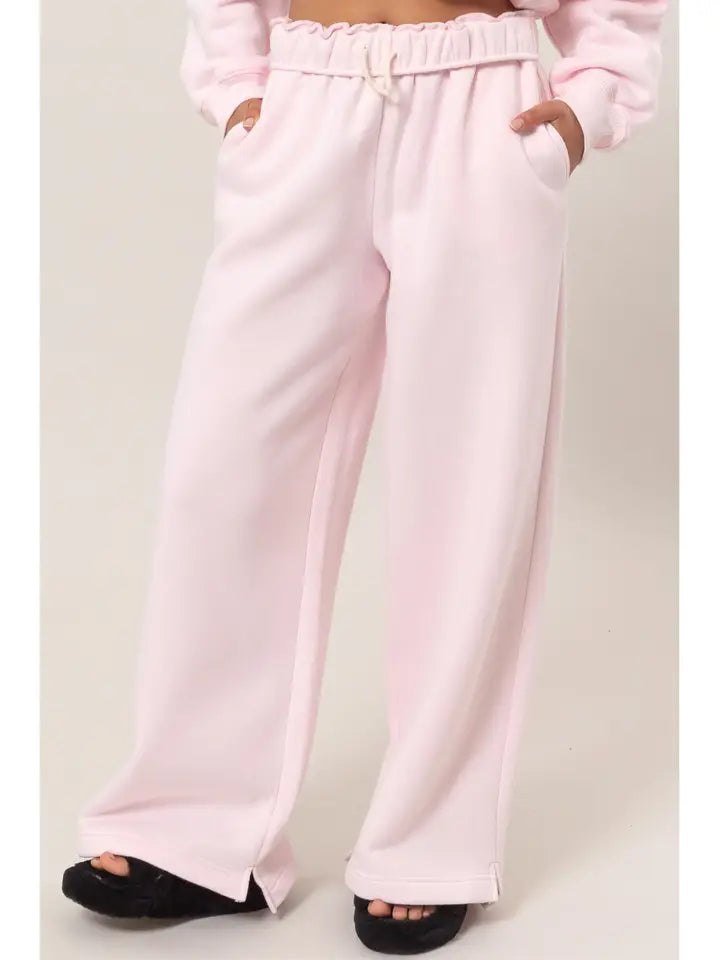 Fold Over Waist Sweatpant Pale Pink