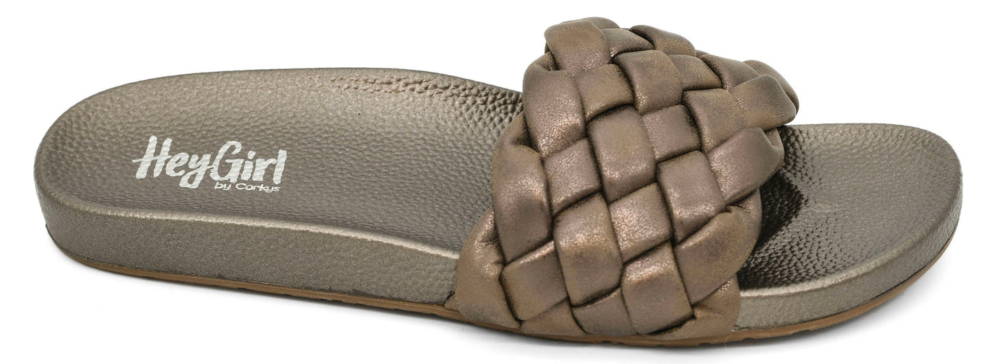Breezy steps slides- Washed Bronze Metallic