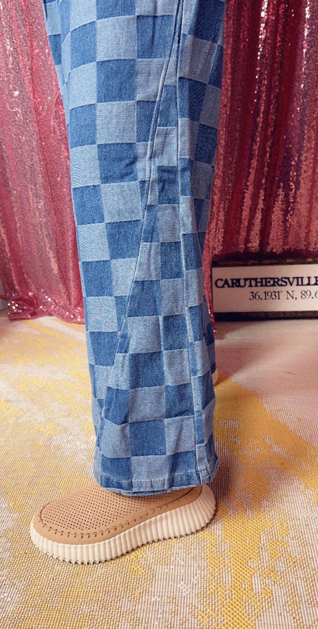 Ldc Checkered Wide Leg Jeans