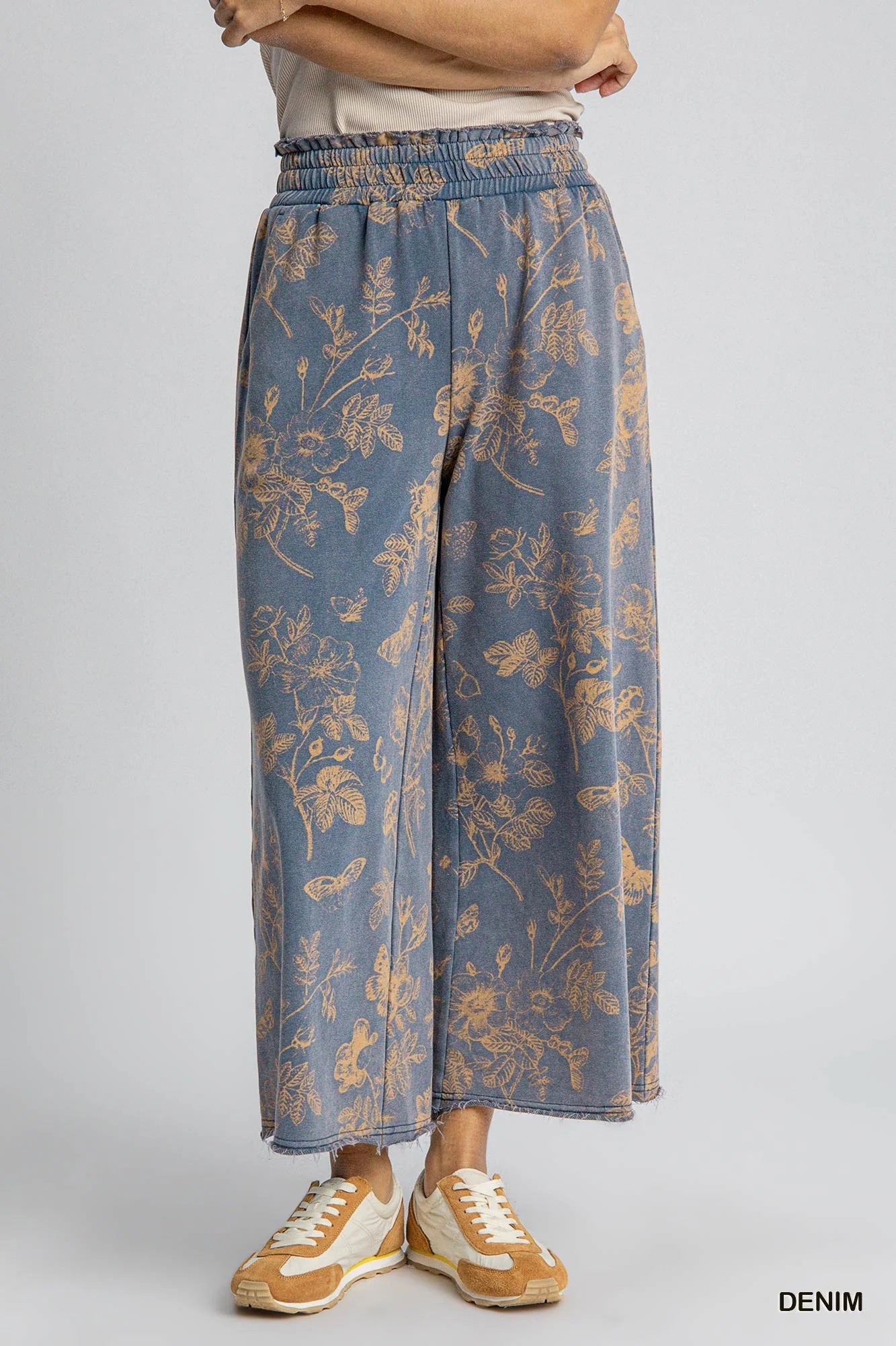 Denim Floral Pant