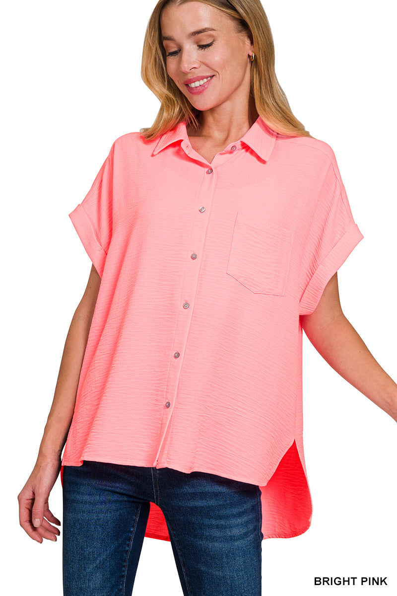 Zenana Woven airflow button down shirts