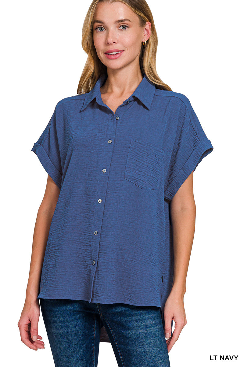 Zenana Woven airflow button down shirts