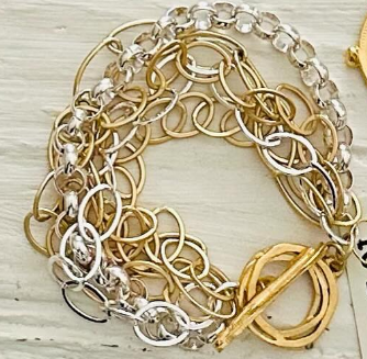 Kitzi Double Ring Multi Chain Bracelet