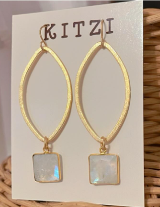 Kitzi Square Opal Drop Earrings