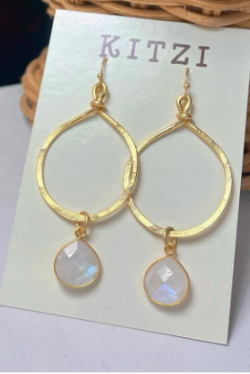 Kitzi Gold Circle Iridescent Charm Earrings