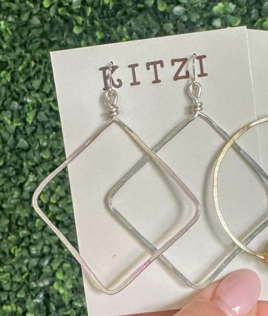 Kitzi Silver Square Earrings