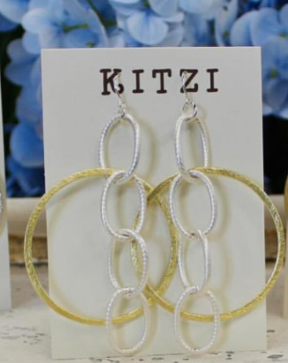 Kitzi Large Chain and Circle Earrings