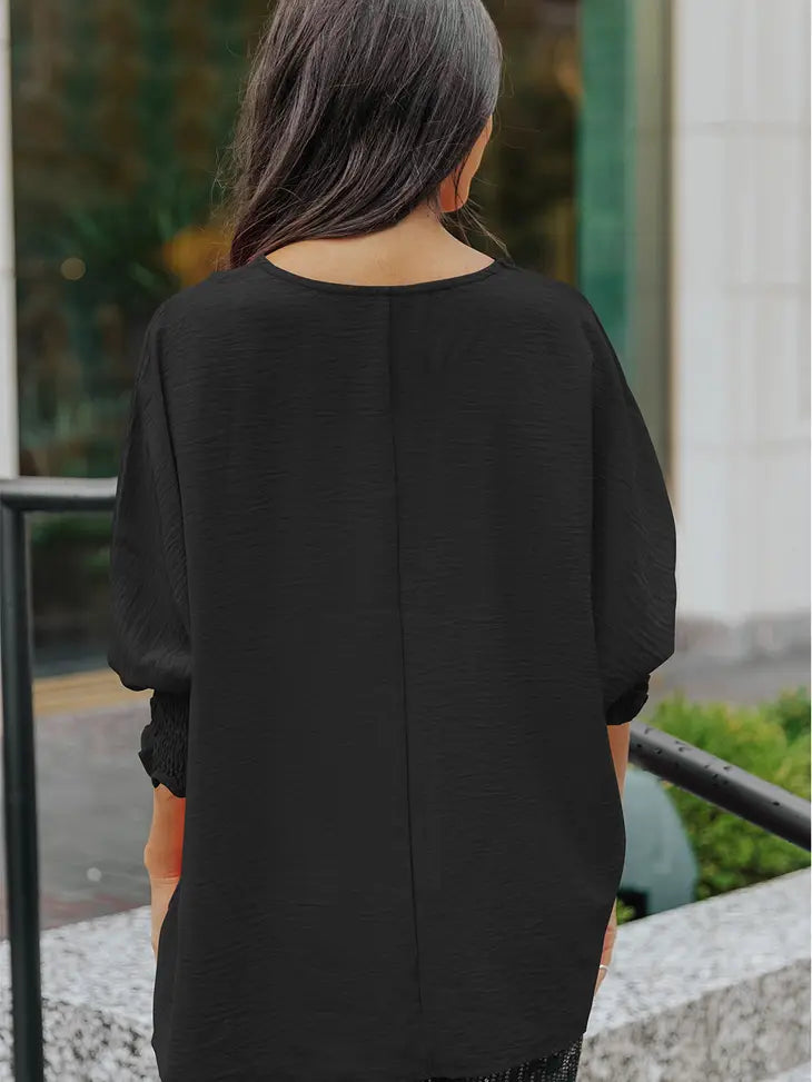 Smocked Wrist Shift Top