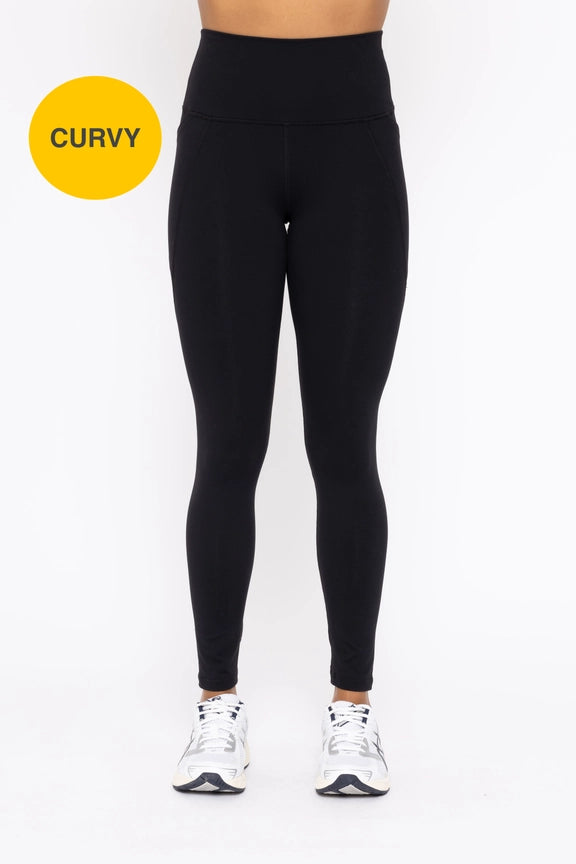 Curvy Tapered Band Essential Solid Highwaist Leggings
