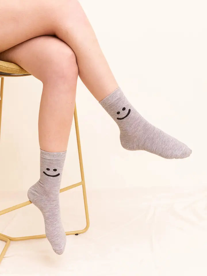 Smiley Face Crew Socks