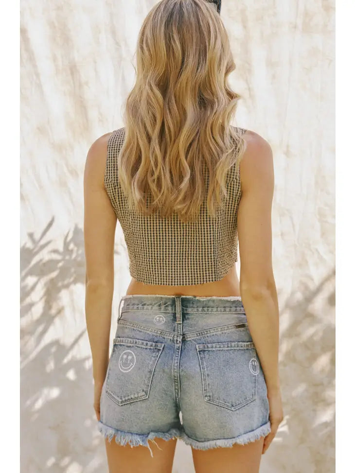 KanCan Smiley Face Shorts