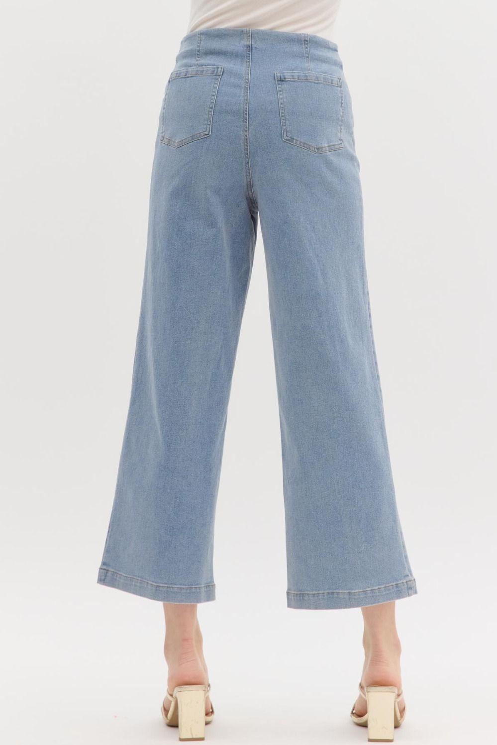 Denim Mid Rise Culotte Pants
