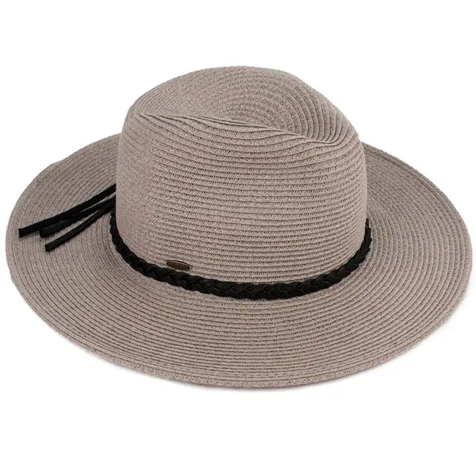C.C Straw Panama Hat with Tied Ribbon