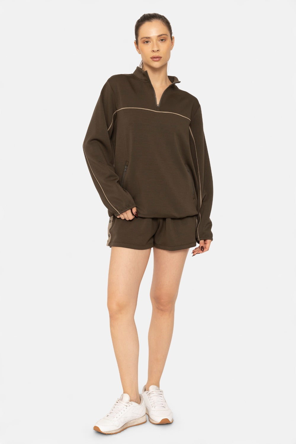 Contrast Stripe Scuba Pullover