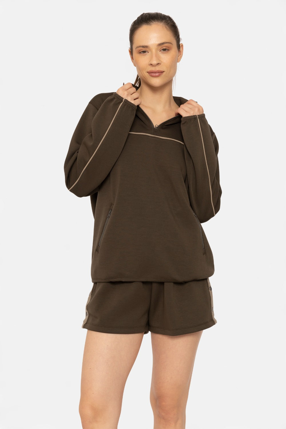 Contrast Stripe Scuba Pullover