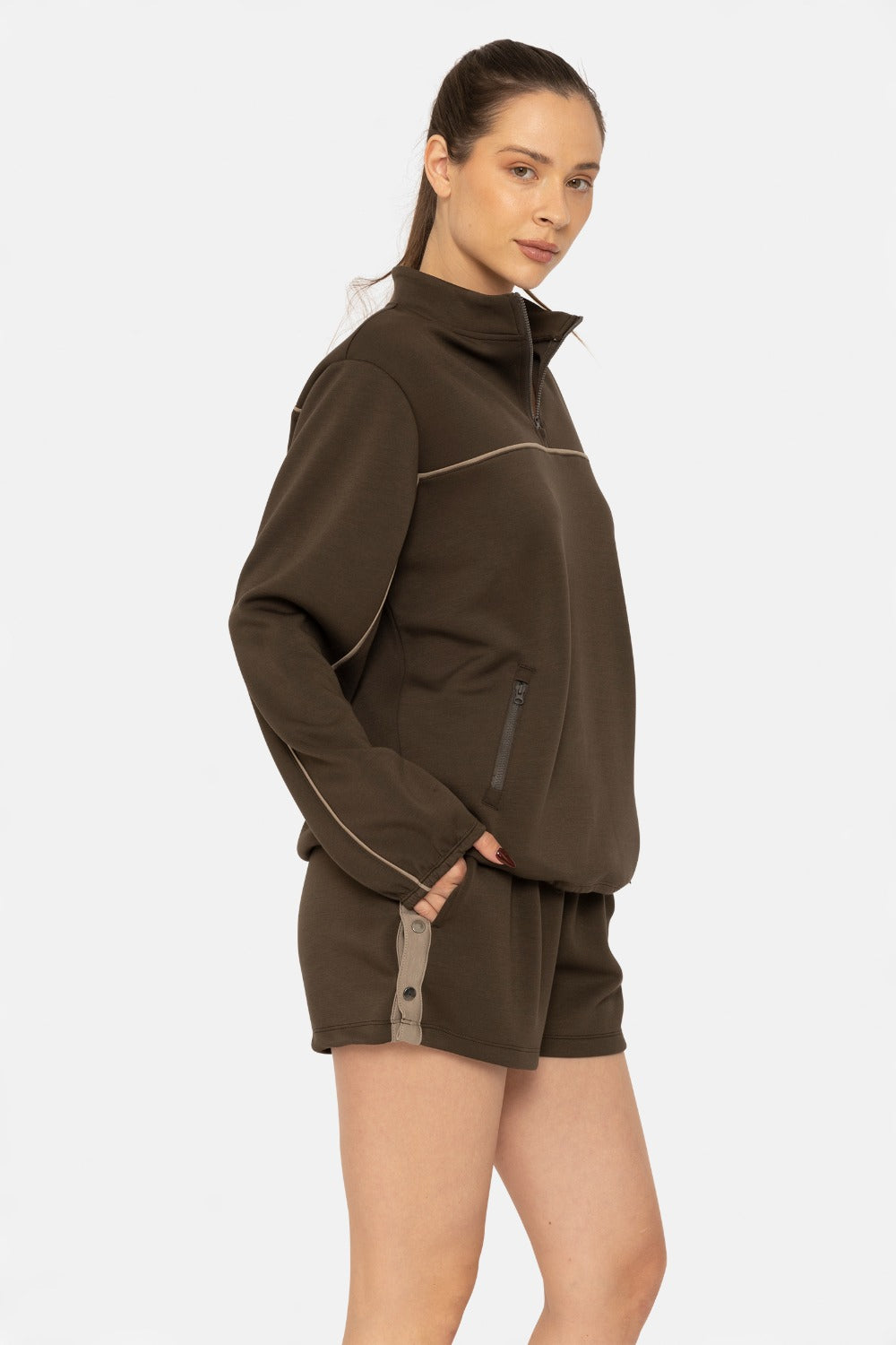 Contrast Stripe Scuba Pullover