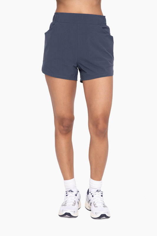 Athleisure Shorts with Curved Hemline