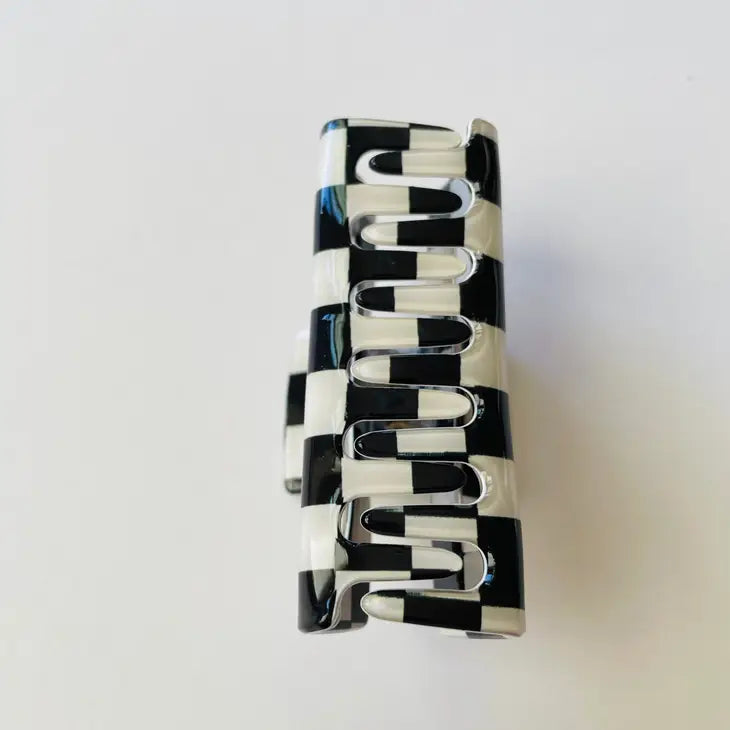 Hot Girl Summer Hair Claw Clip B&W checkered