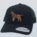 USA Flag Lab Patch Leather Black Hat