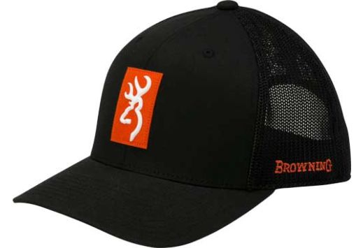 BROWNING CAP SNAP SHOT BLACK W/ ORAGNE PATCH ADJUSTABLE