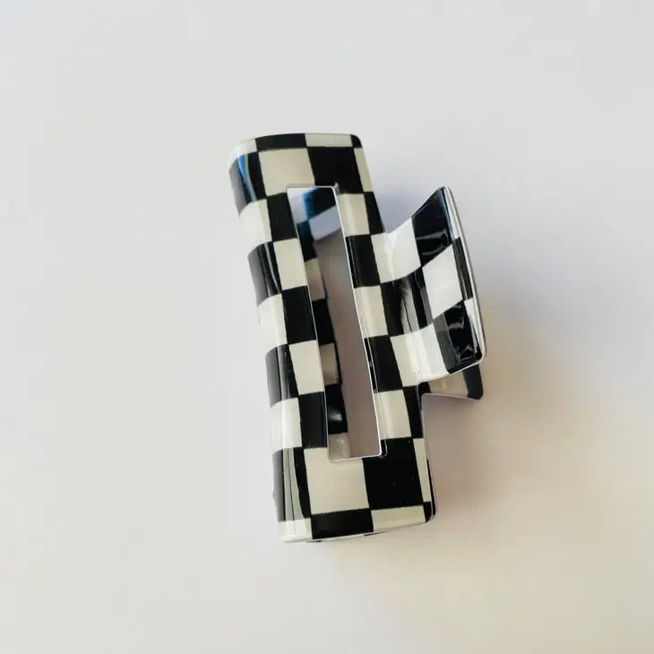 Hot Girl Summer Hair Claw Clip B&W checkered