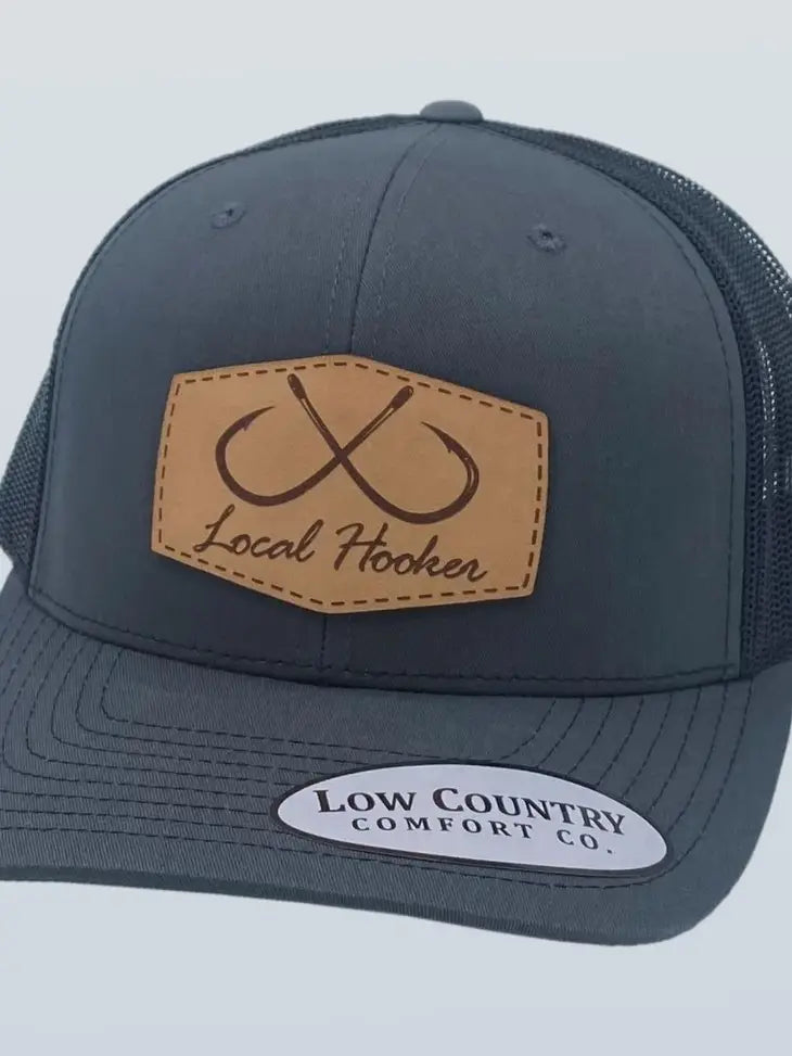 Local Hooker Patch Leather Charcoal/Black Hat