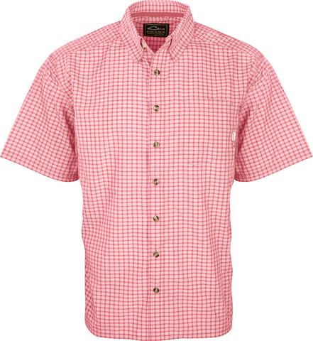 drake FeatherLite Check Shirt S/S- coral