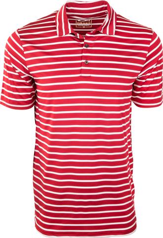Drake Performance Stretch Striped Polo Red w/ white Stripes