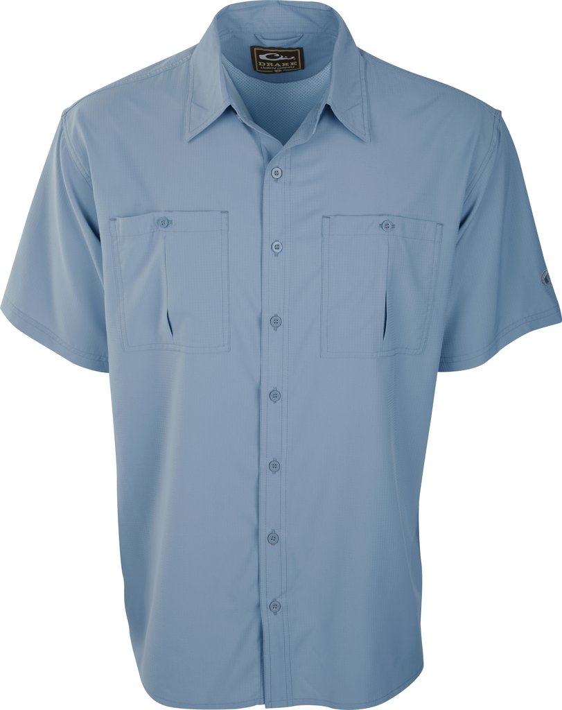 drake Flyweight Shirt with Vented Back S/S- light blue