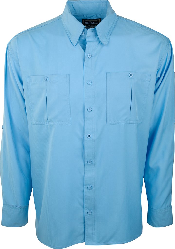 drake Flyweight Shirt with Vented Back L/S- blue