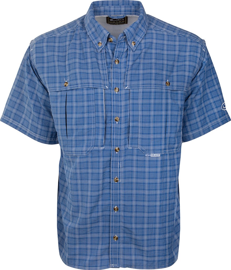 DRAKE Wingshooter's Plaid Sun Shirt S/S - COBALT